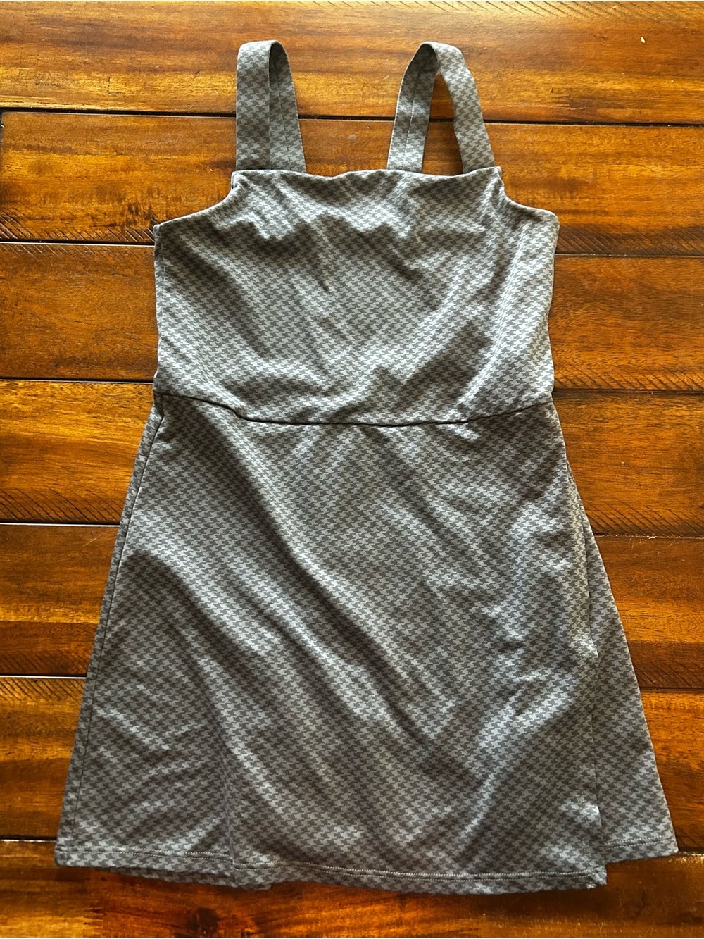 Gray Houndstooth Sleeveless Dress with attached shorts